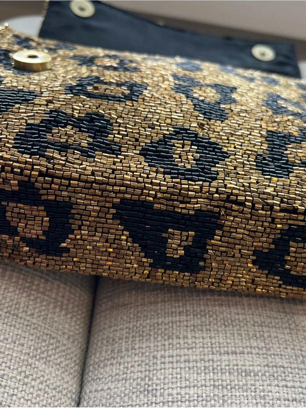 New Release Leopard Beaded Shoulder Bag with Gold Chain NWT